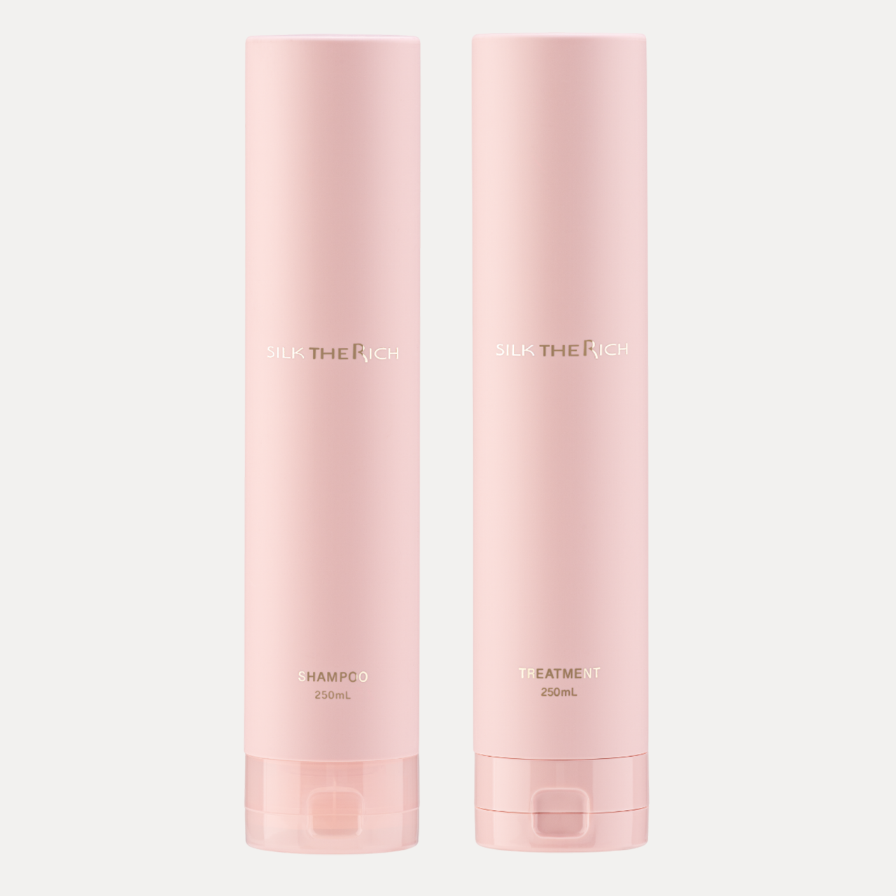 SILK THE RICH MOIST shampoo and conditioner in soft pink bottles