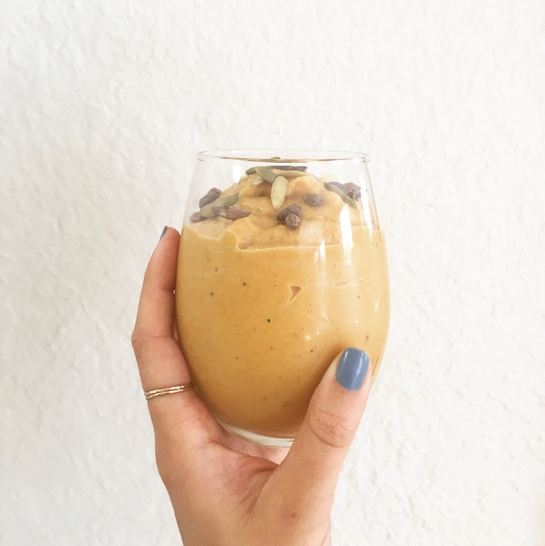Smoothie made with Golden Root turmeric latte mix