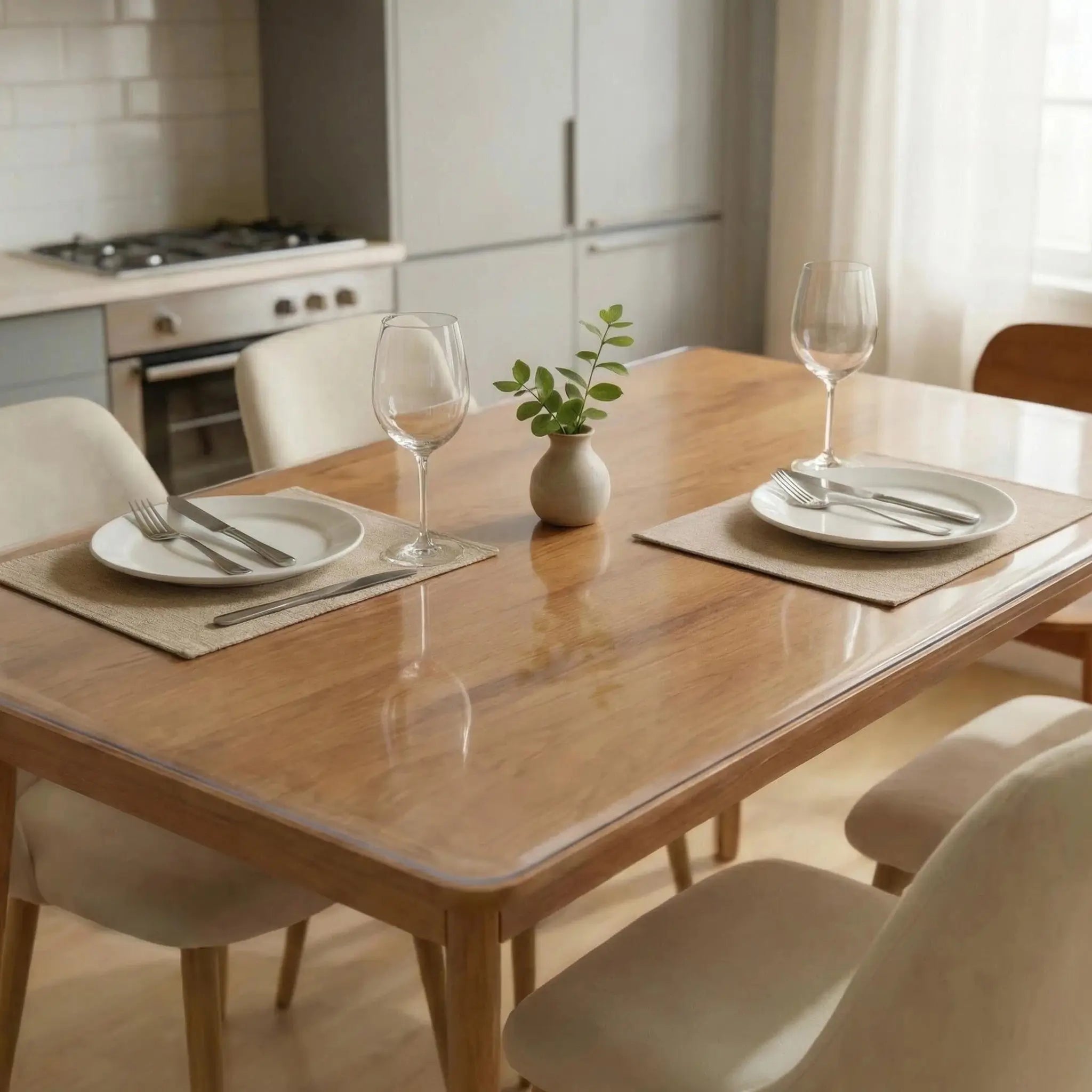 AimHave clear PVC table protector on a dining table