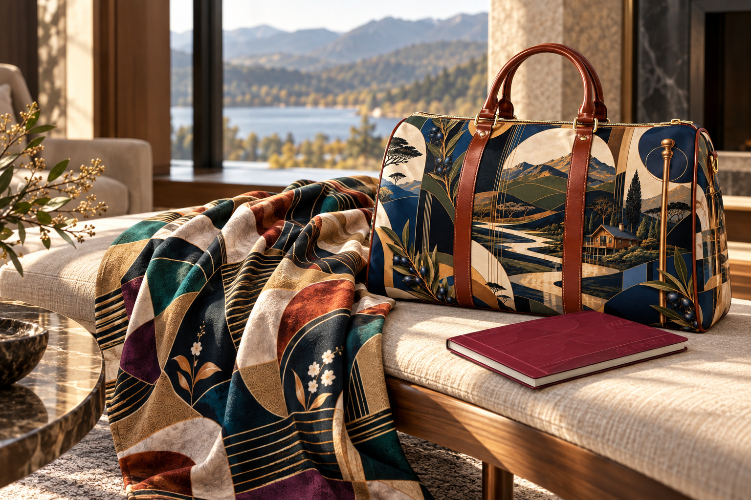 Alorse & Co. travel bag, journal and home textiles
