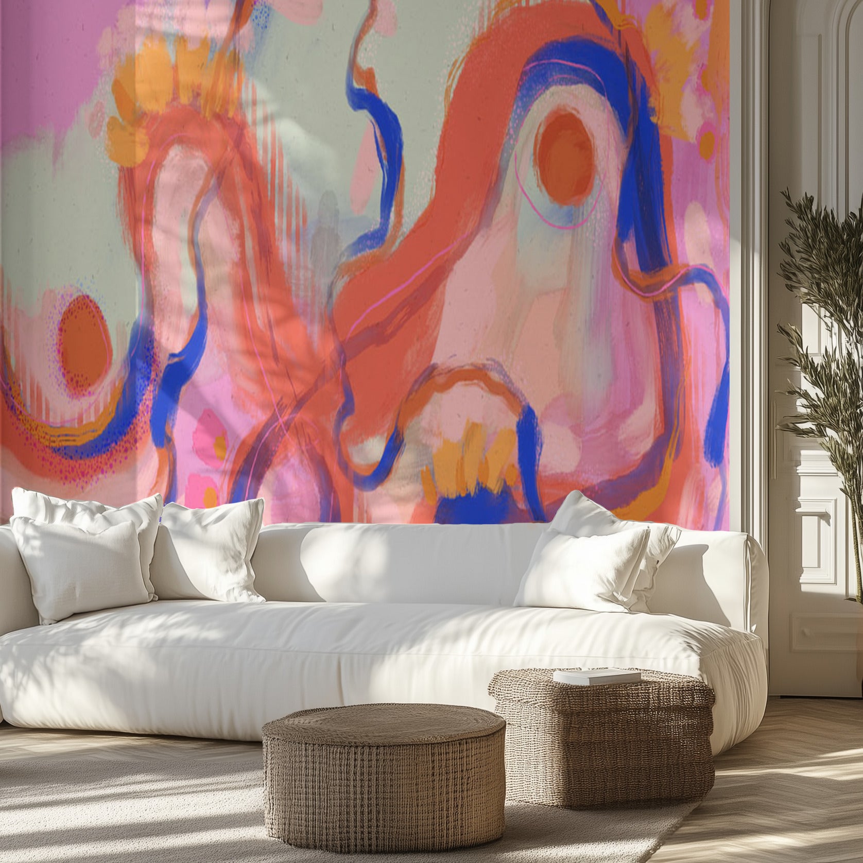 Vibrant colorful oversized abstract wall mural from BIG Wall Décor