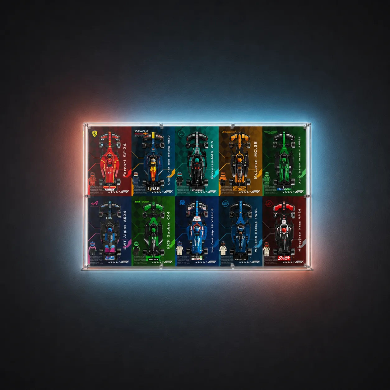 BRKOX wall display for a Formula 1 building-set collection