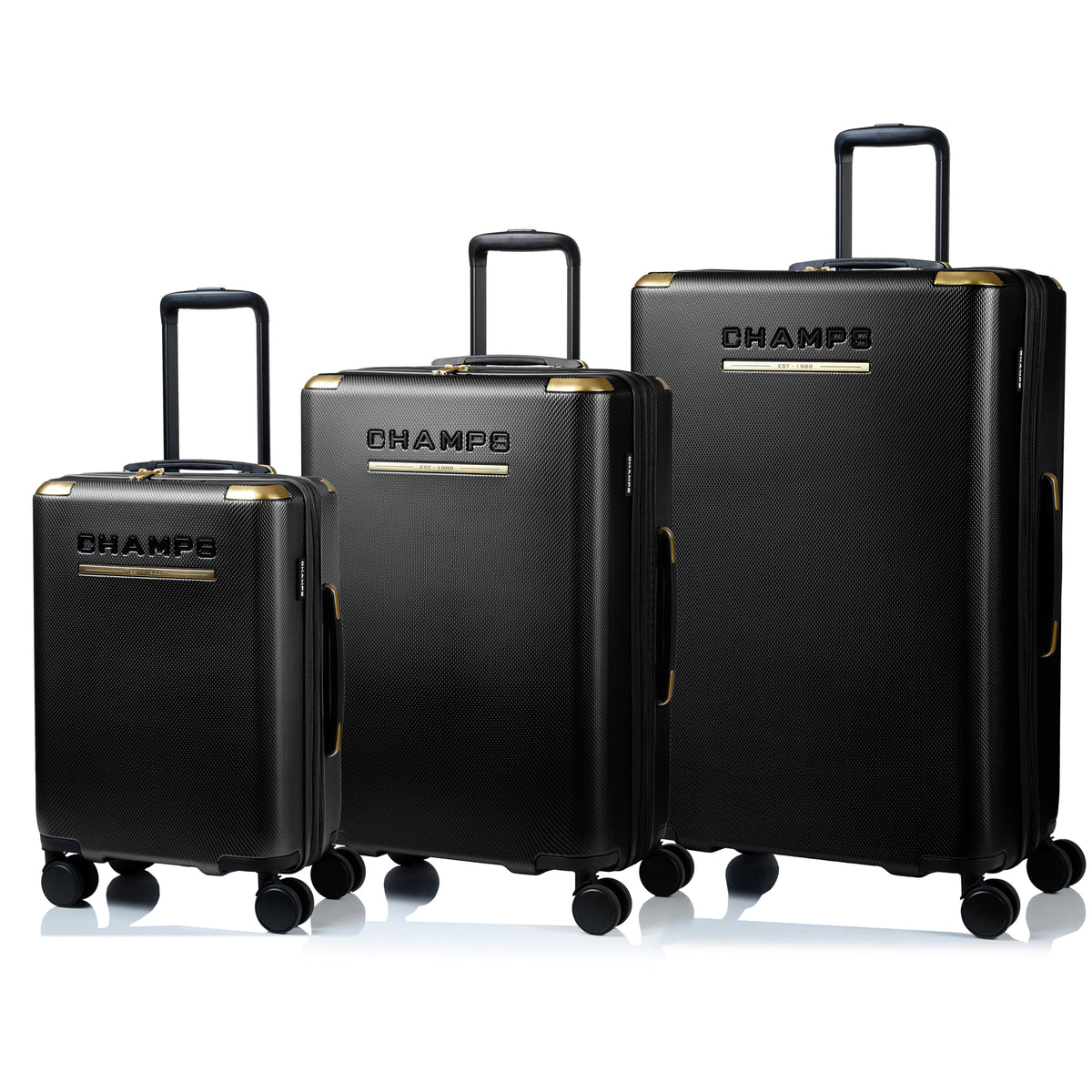CHAMPS Luxe II three-piece hardside luggage set