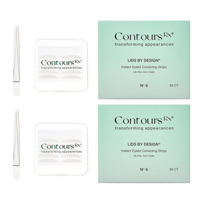 Contours Rx Lids By Design cosmetic eyelid strips and precision tweezers