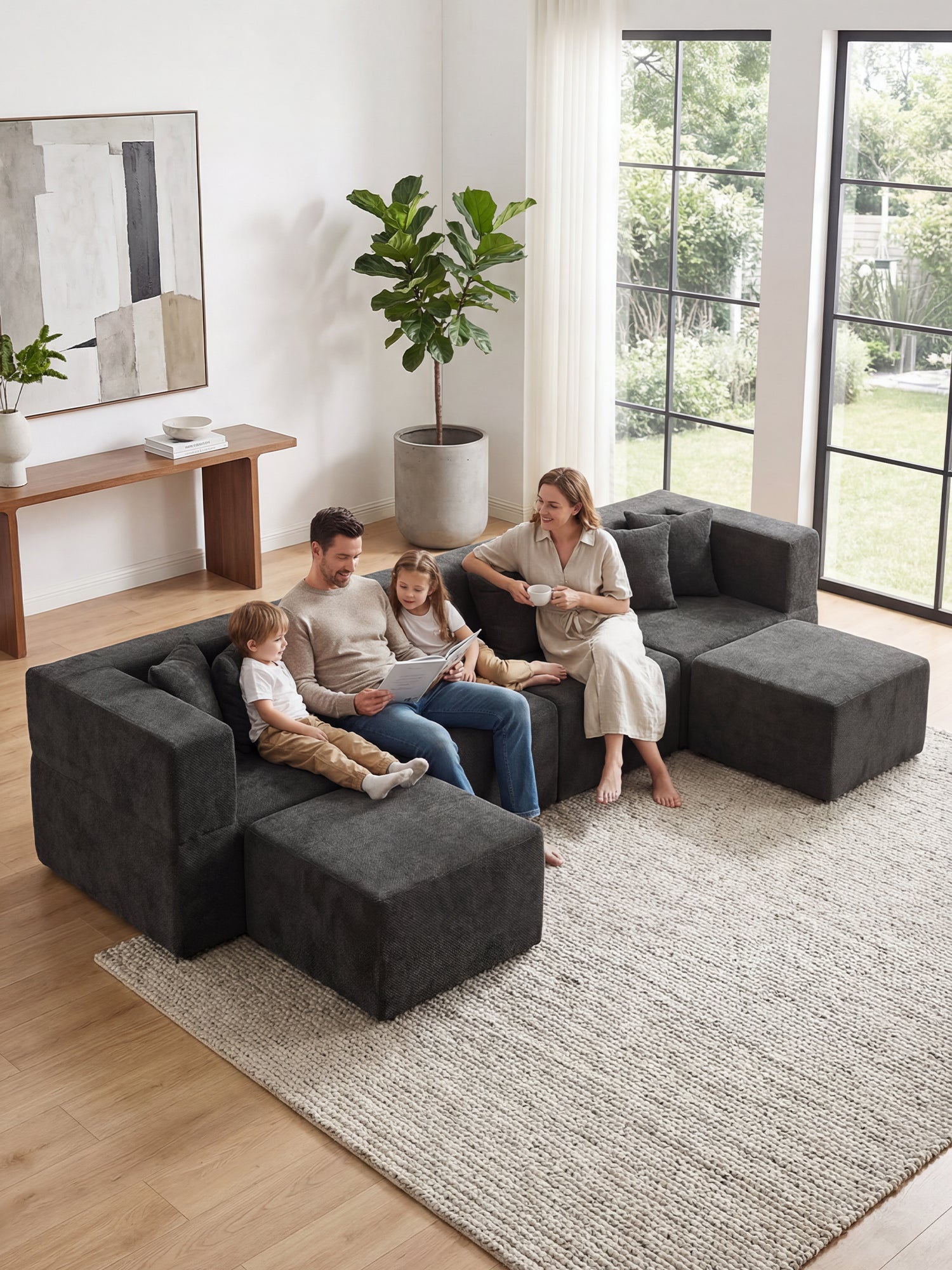 Monvane modular sofa arranged in a modern living room