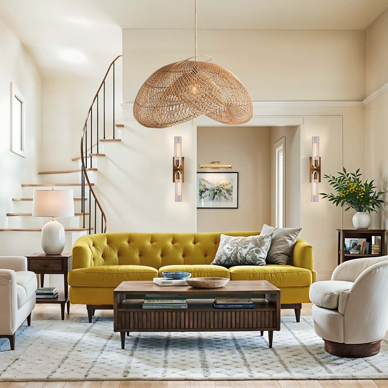 Rowabi decorative lighting used in a warm modern living room